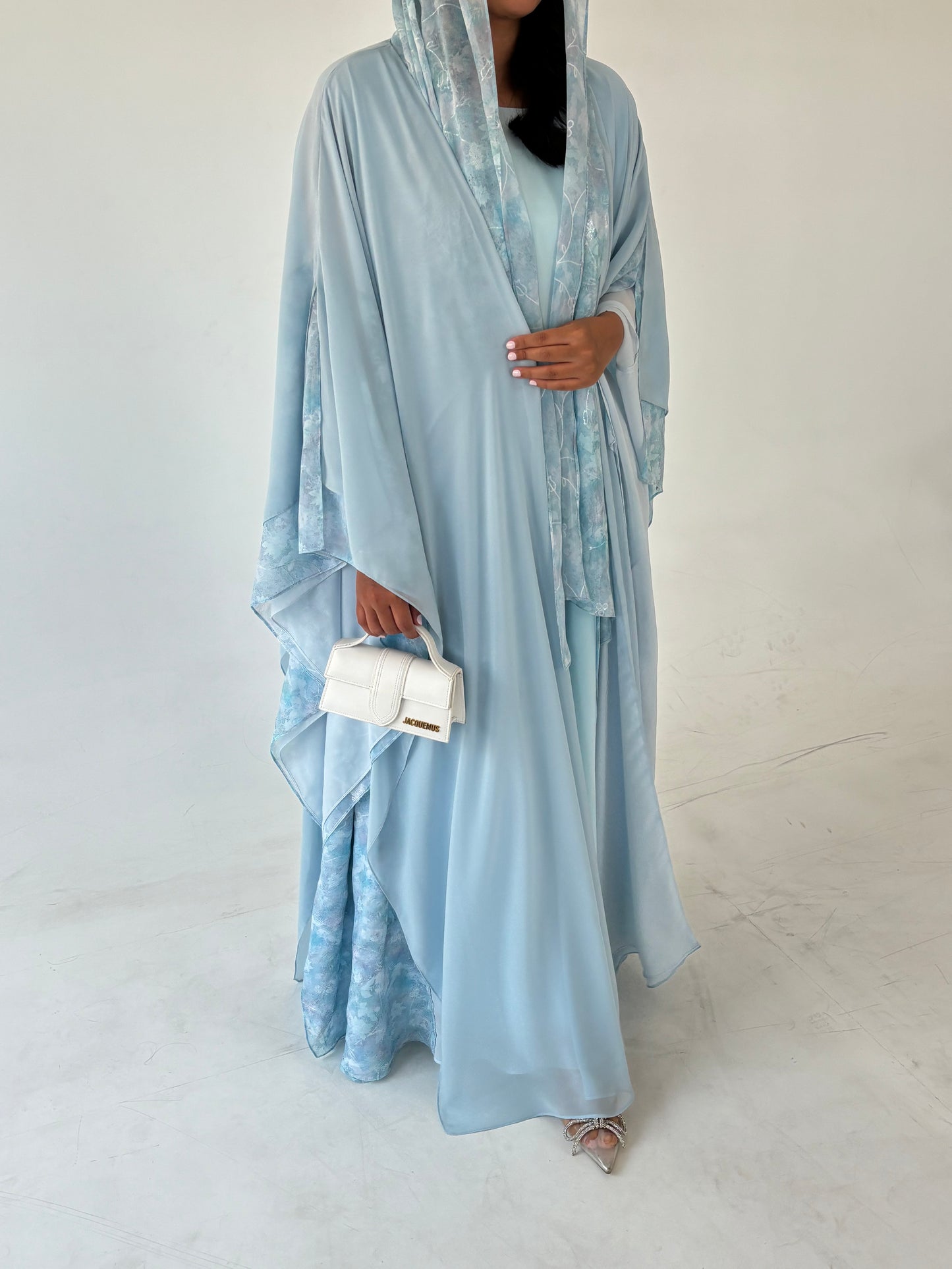 DN162 - BLUE CHIFFON ABAYA SET