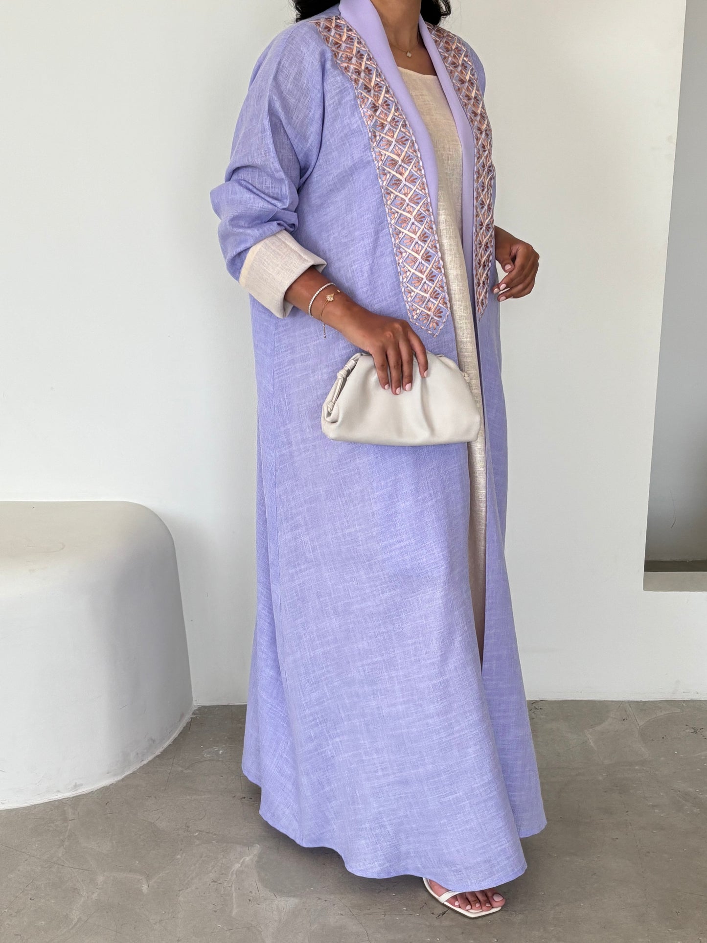 DN148 - PURPLE LINEN ABAYA SET