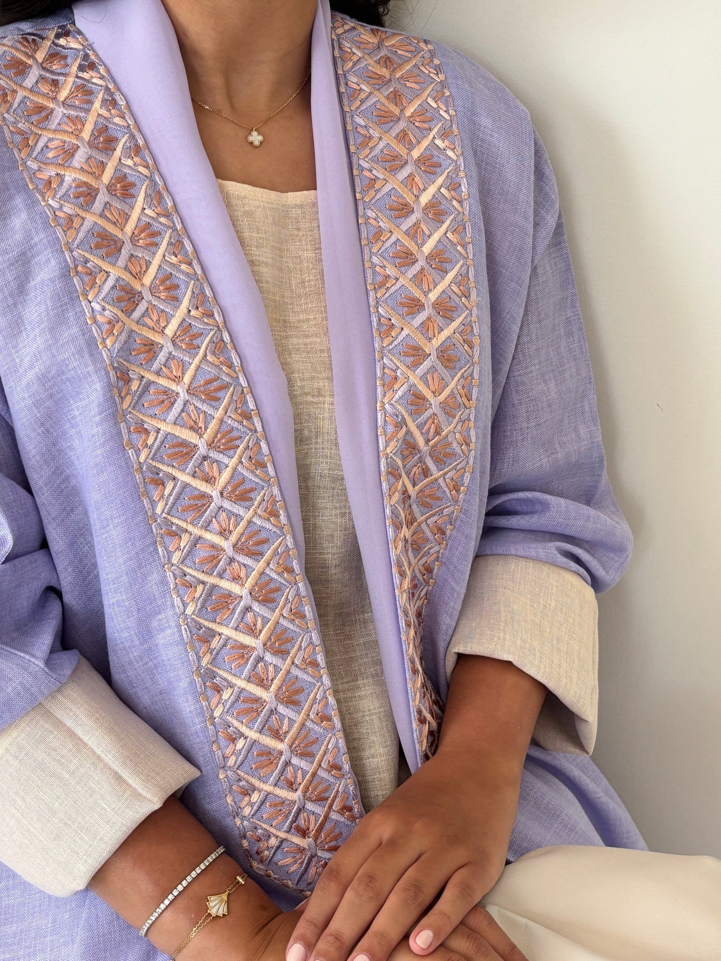 DN148 - PURPLE LINEN ABAYA SET