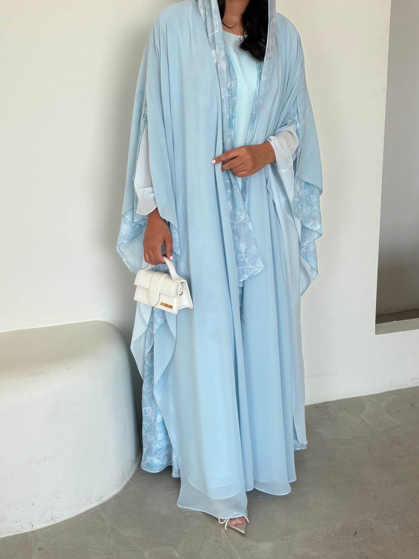 DN162 - BLUE CHIFFON ABAYA SET