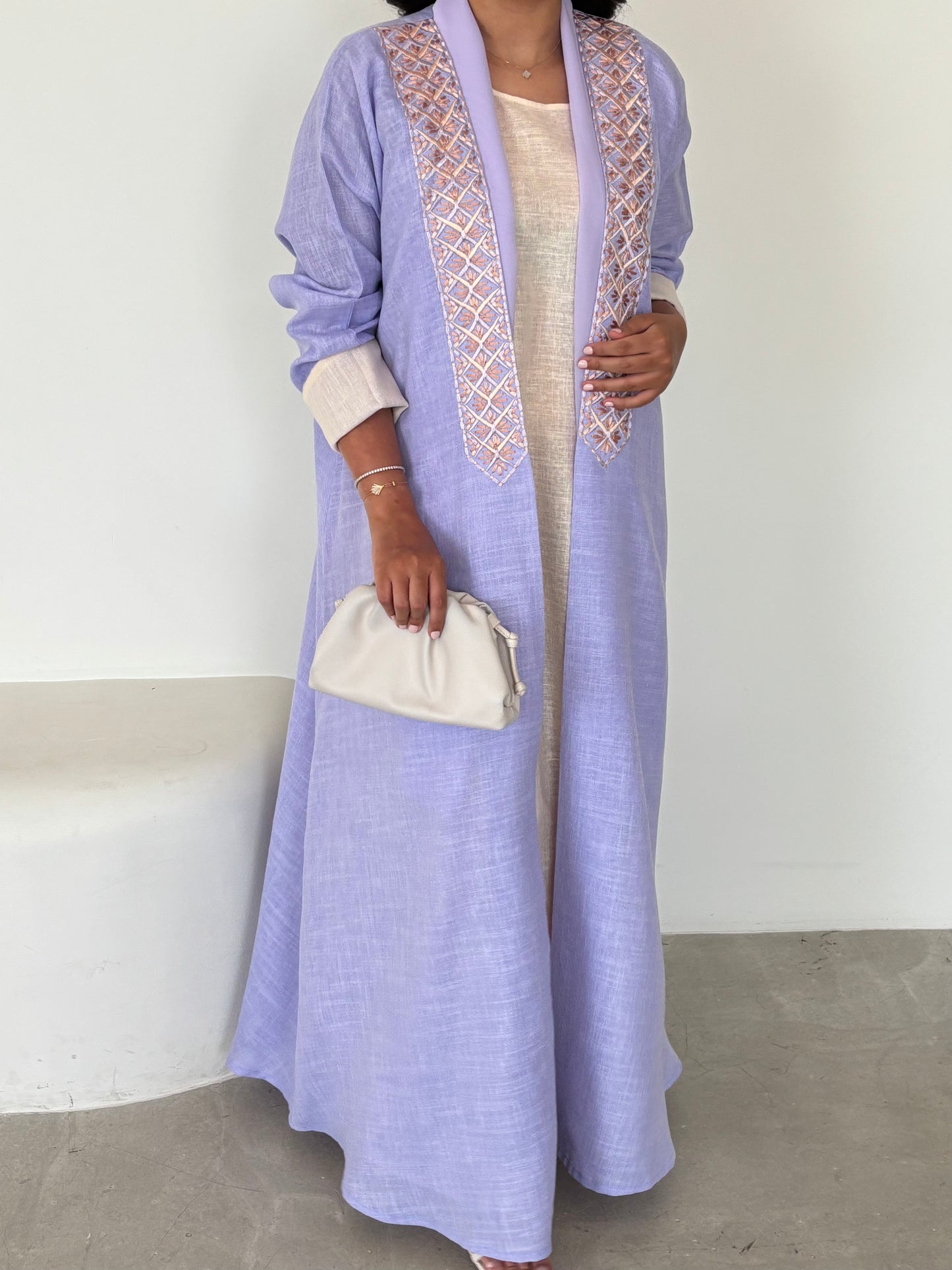 DN148 - PURPLE LINEN ABAYA SET
