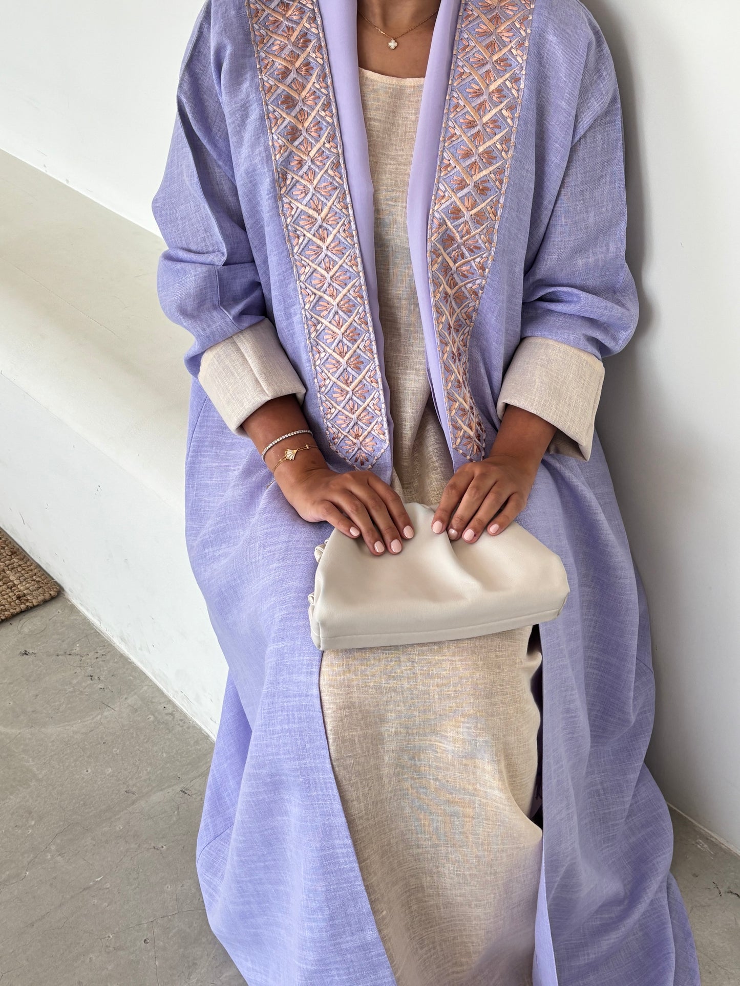 DN148 - PURPLE LINEN ABAYA SET