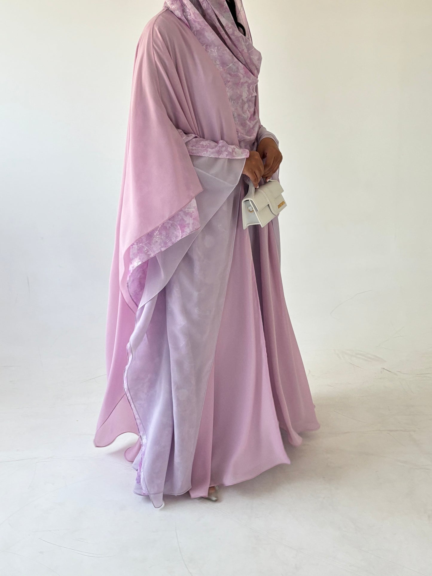 DN161 - PINK CHIFFON ABAYA SET