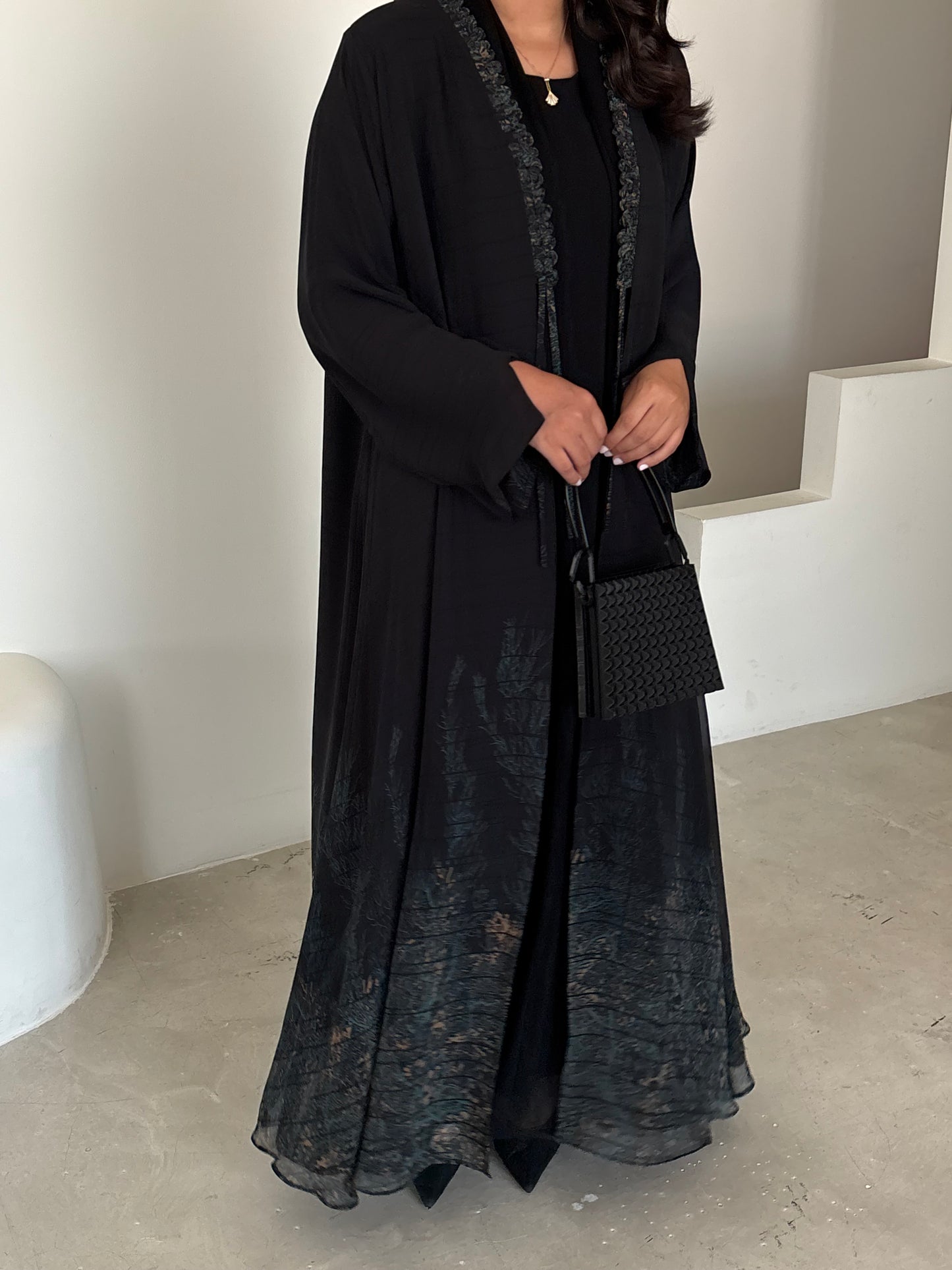 DN175 - CHIFFON PRINT ABAYA