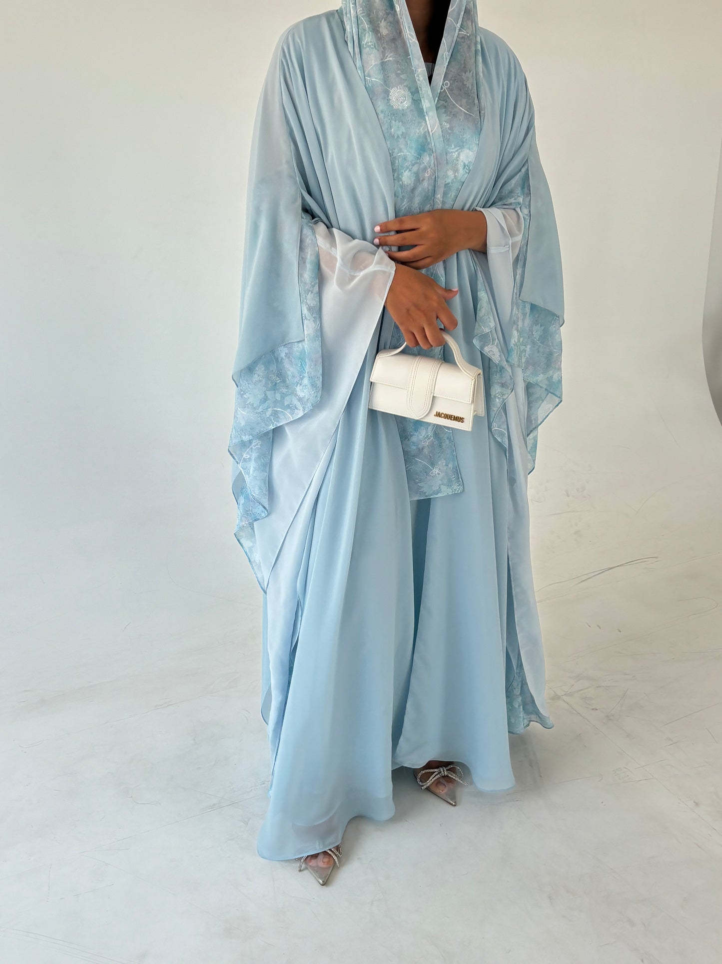 DN162 - BLUE CHIFFON ABAYA SET