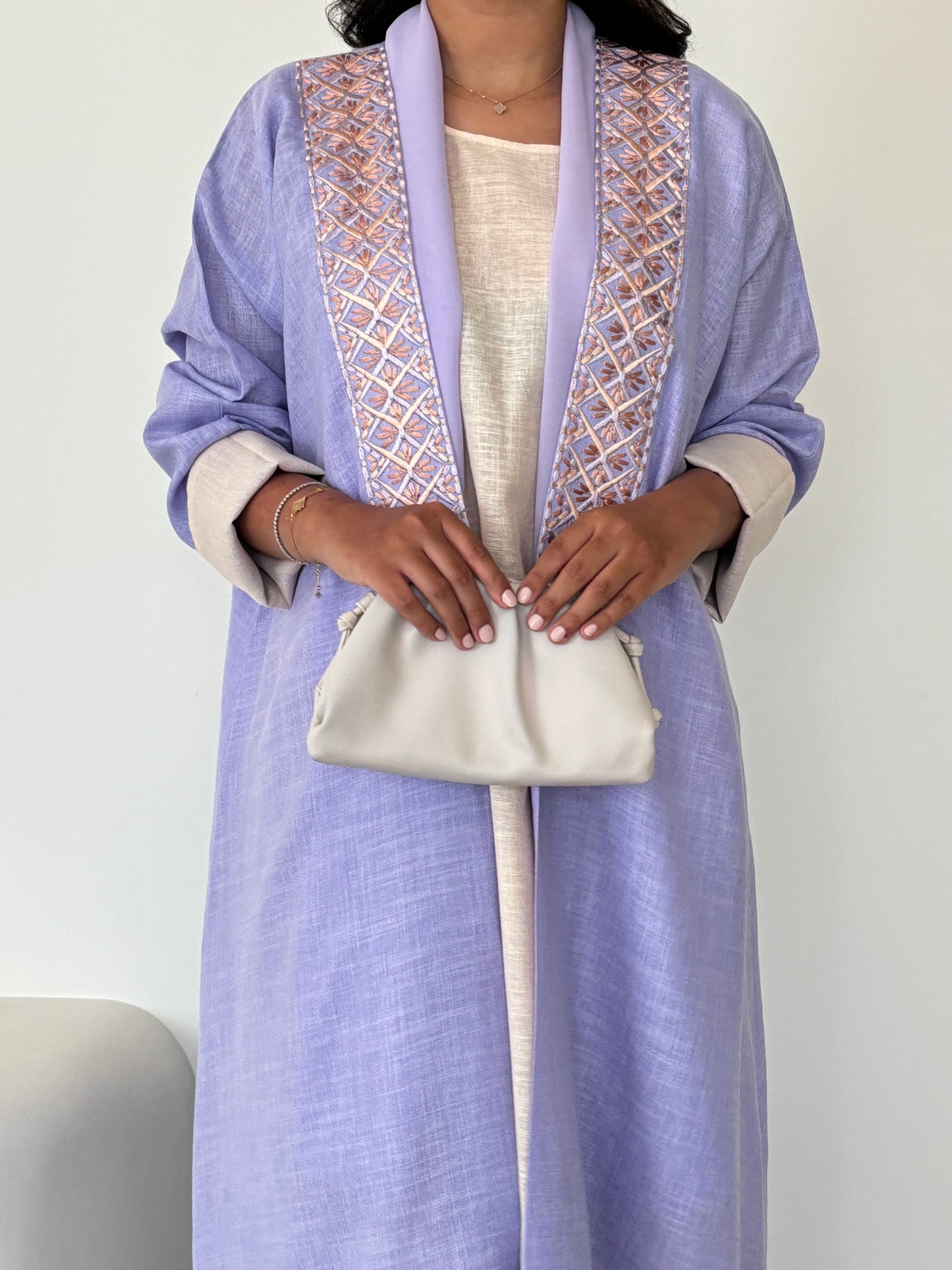DN148 - PURPLE LINEN ABAYA SET