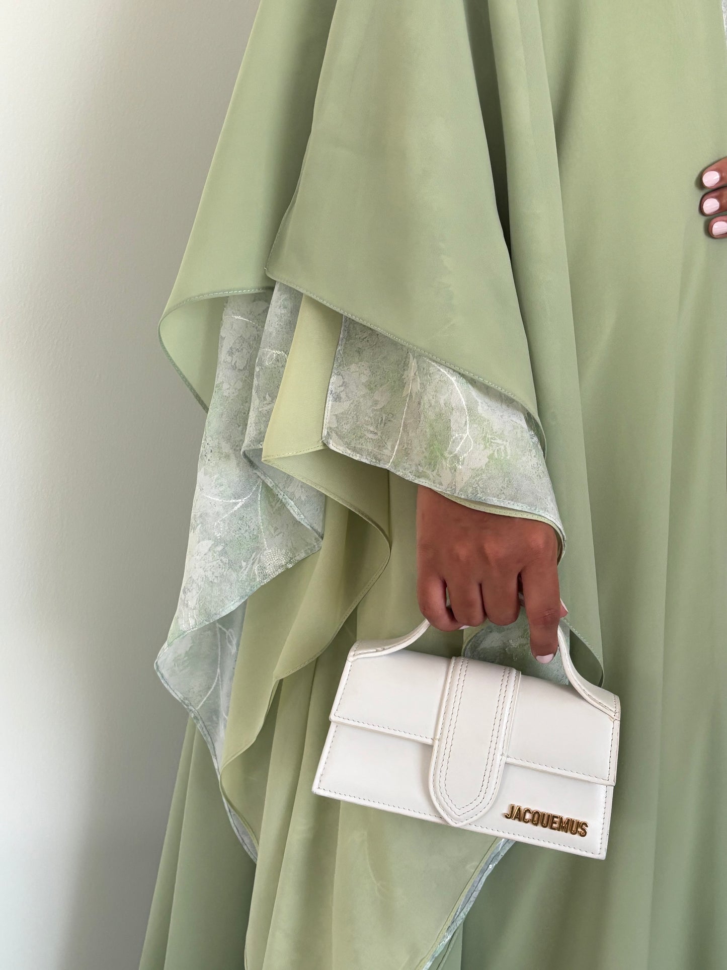 DN163 - GREEN CHIFFON ABAYA SET