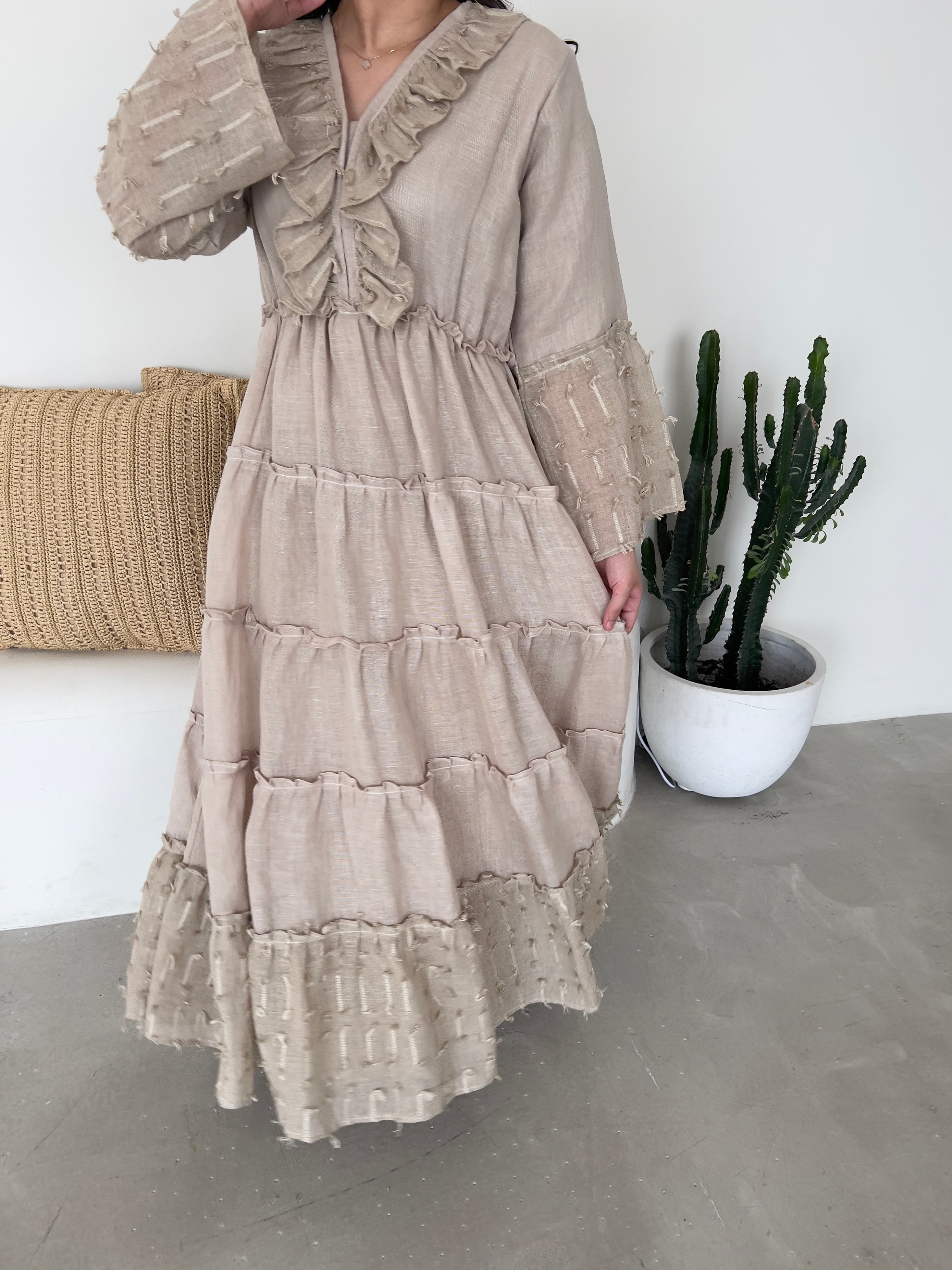 DN156 - BEIGE SUMMER DRESS Dar Noqoosh DN156 - BEIGE SUMMER DRESS Dar Noqoosh