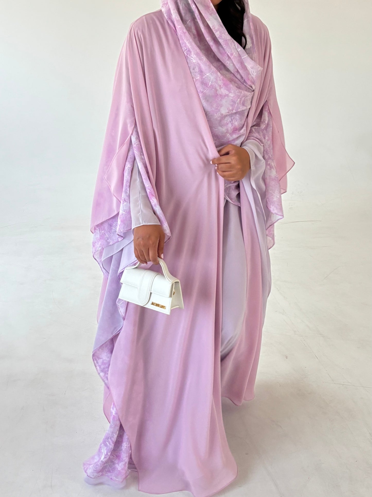 DN161 - PINK CHIFFON ABAYA SET