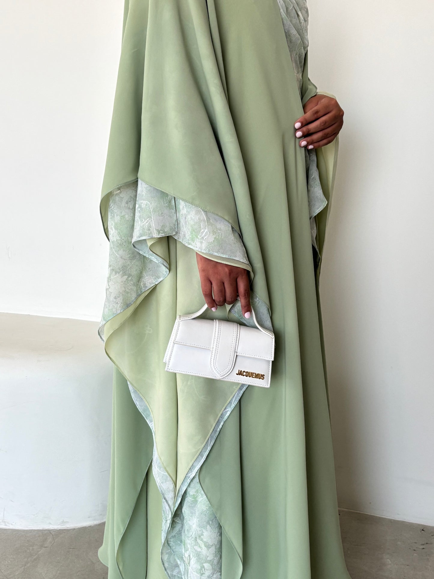 DN163 - GREEN CHIFFON ABAYA SET