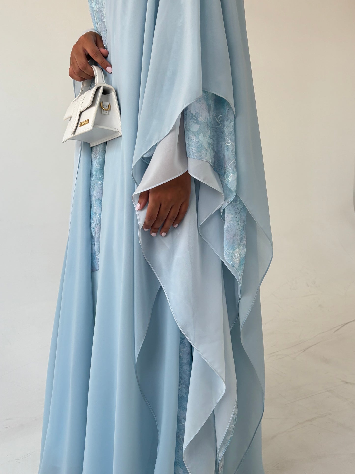 DN162 - BLUE CHIFFON ABAYA SET