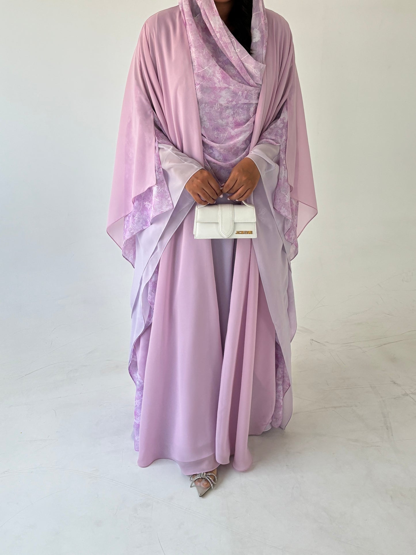 DN161 - PINK CHIFFON ABAYA SET