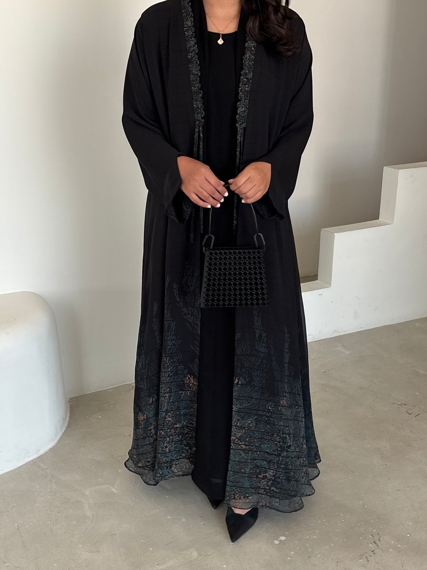 DN175 - CHIFFON PRINT ABAYA
