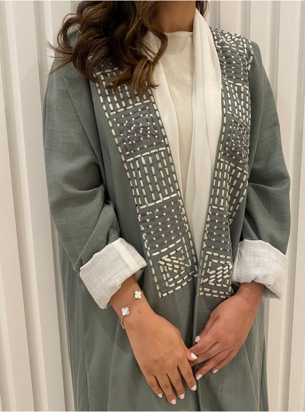 DN028 - GREY LINEN ABAYA