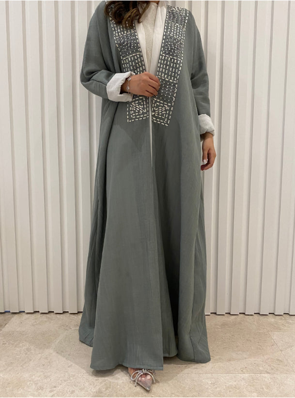 DN028 - GREY LINEN ABAYA