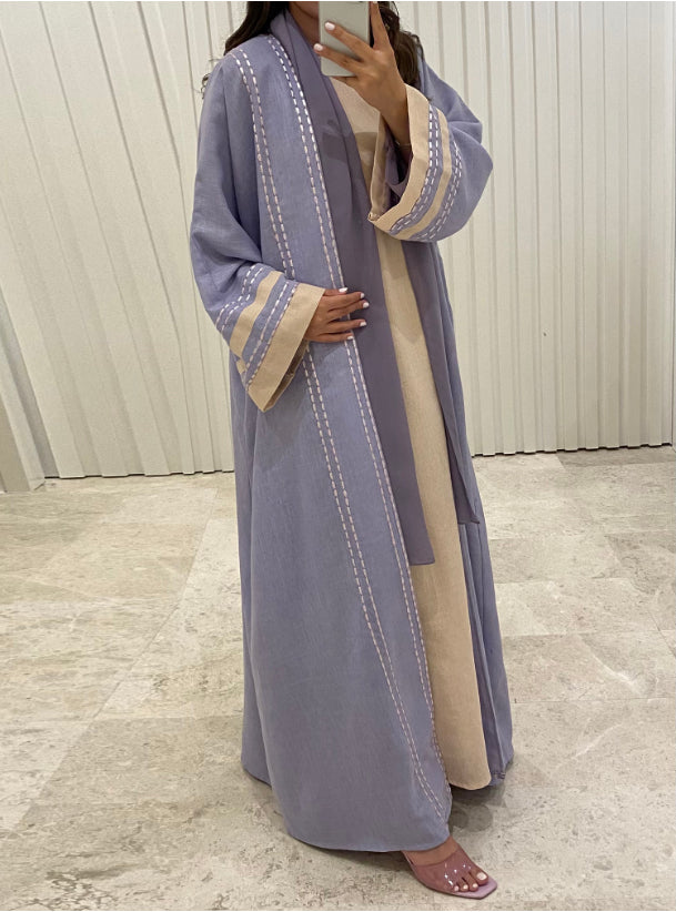 DN027 - PURPLE LINEN ABAYA