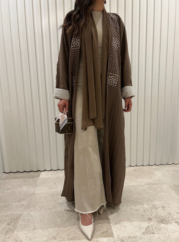 DN025 - BROWN LINEN ABAYA