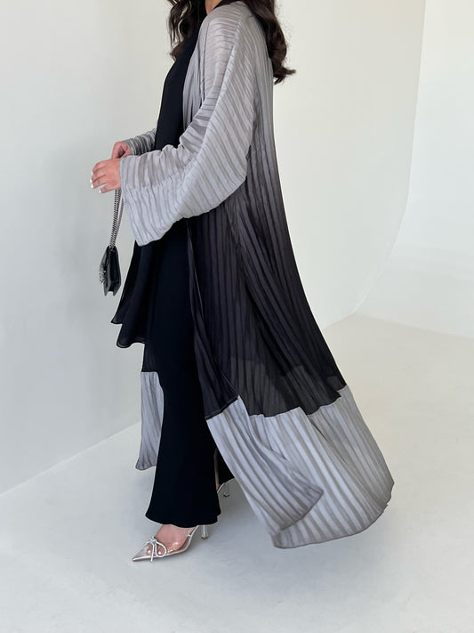 DN036 - TWO TONE PLEATED ABAYA