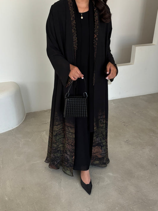 DN174 - CHIFFON PRINT ABAYA