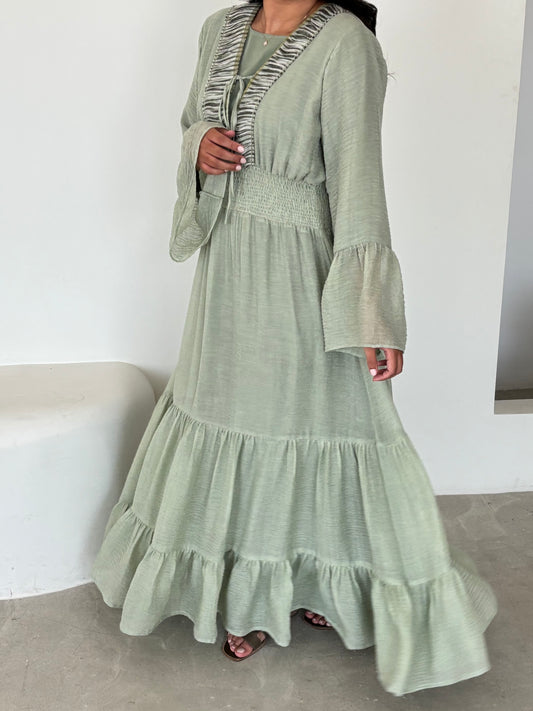 DN158 - GREEN FLOWY DRESS