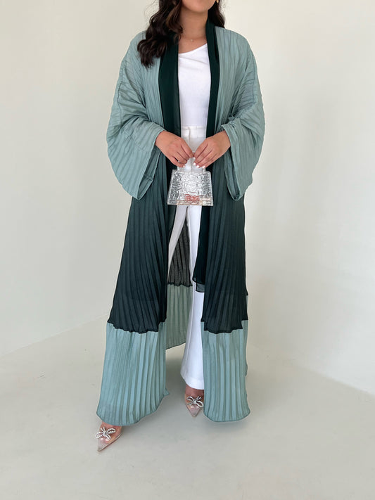 DN013 - TWO TONE PLEATED ABAYA