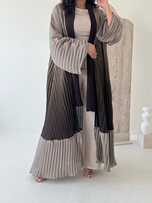 DN014 - TWO TONE PLEATED ABAYA