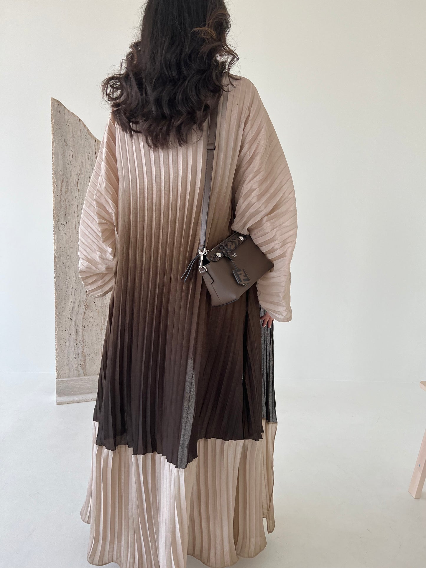DN015 - TWO TONE PLEATED ABAYA