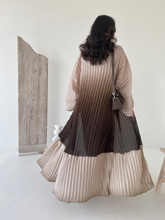 DN015 - TWO TONE PLEATED ABAYA