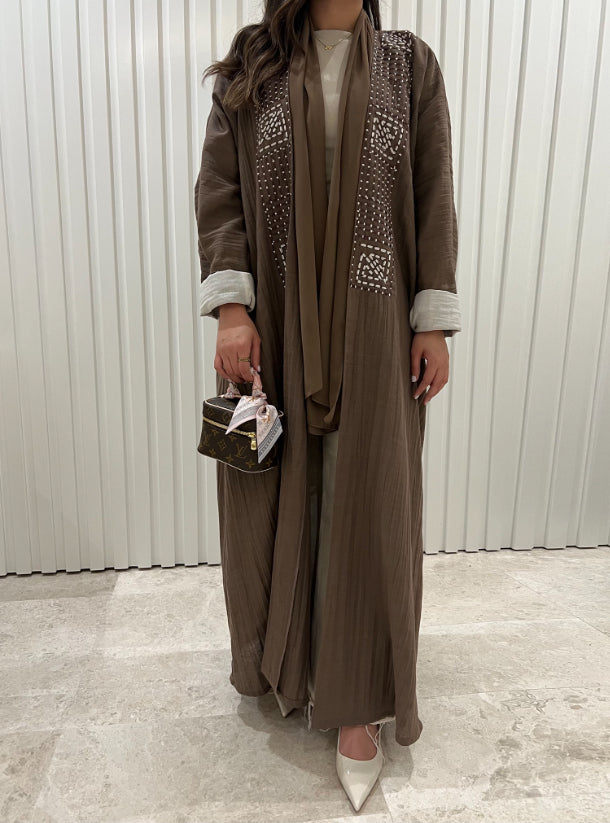 DN025 - BROWN LINEN ABAYA