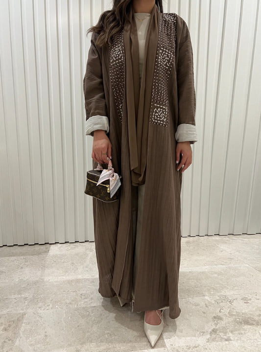 DN025 - BROWN LINEN ABAYA