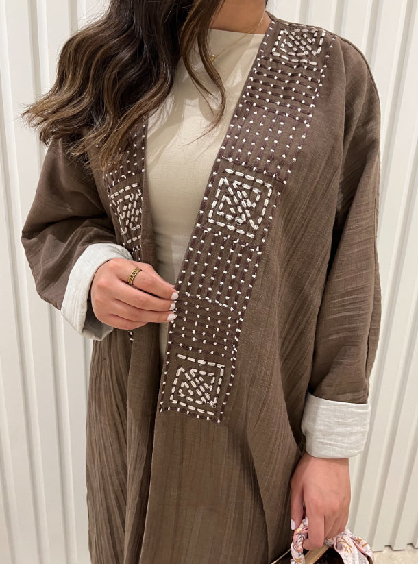 DN025 - BROWN LINEN ABAYA
